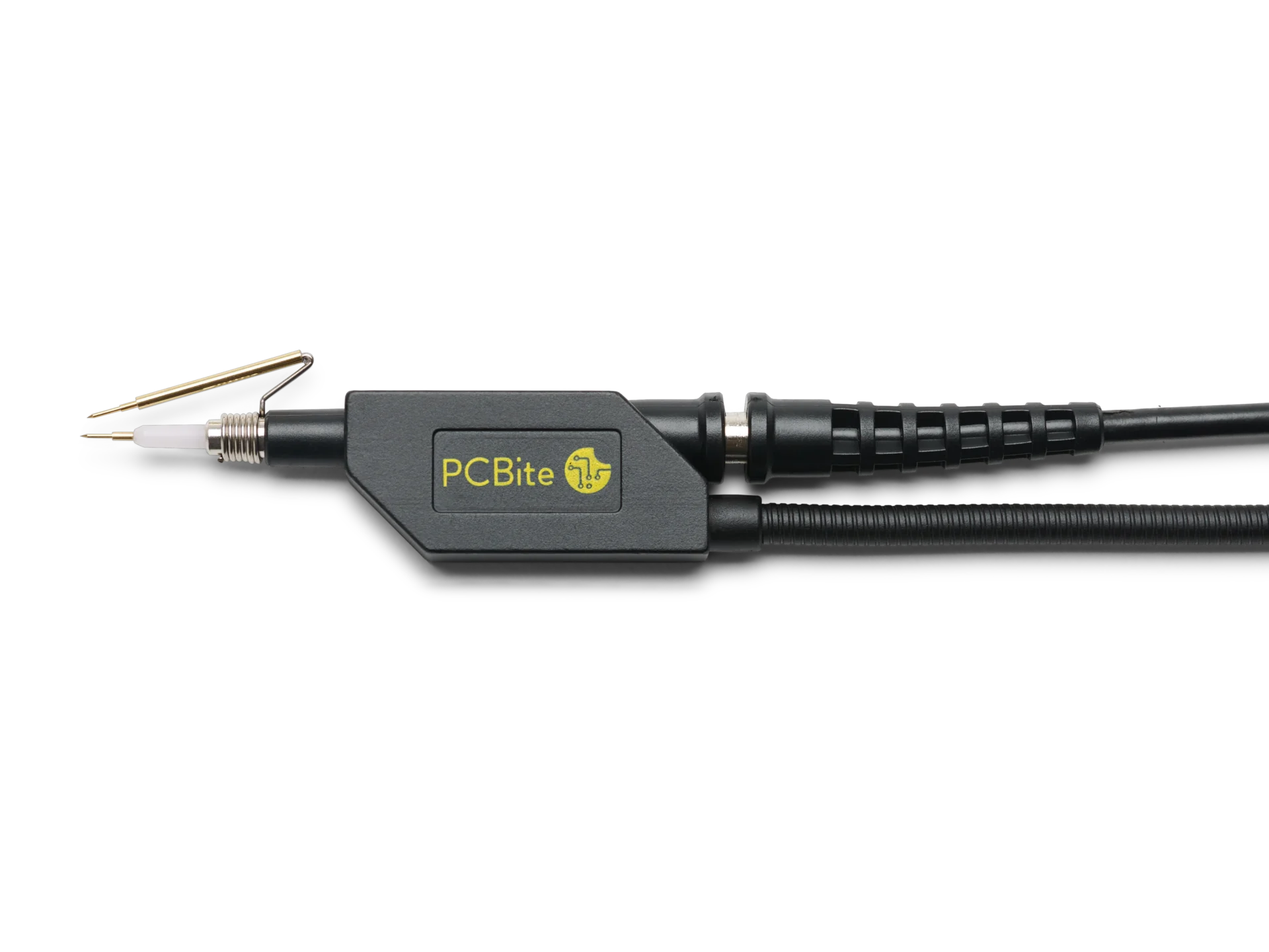 SQ200 200 MHz Oscilloscope probe in holder with unique ground spring with spring-loaded ground needle