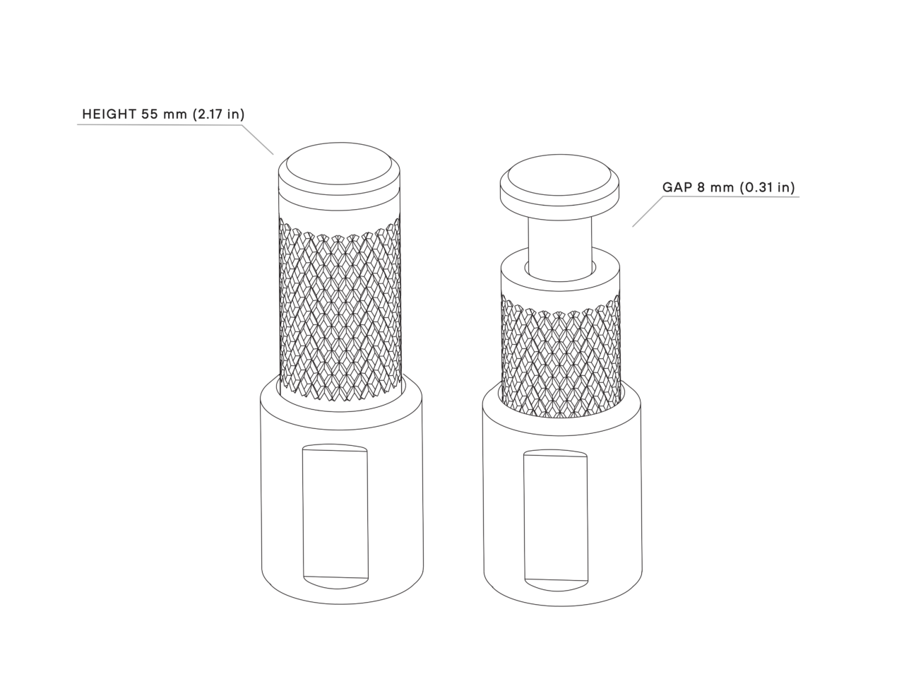 Dimensions of 2x PCBite PCB holders: Holders
