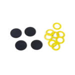 Replacement yellow PCB insulation washers and black bottom caps fitting both PCB and probe holder (PCBITE-4004)