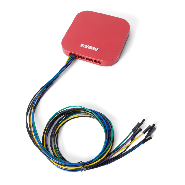 Color-coded wire harness connecting PCBite probes directly to Saleae logic analyzers (PCBITE-4008)