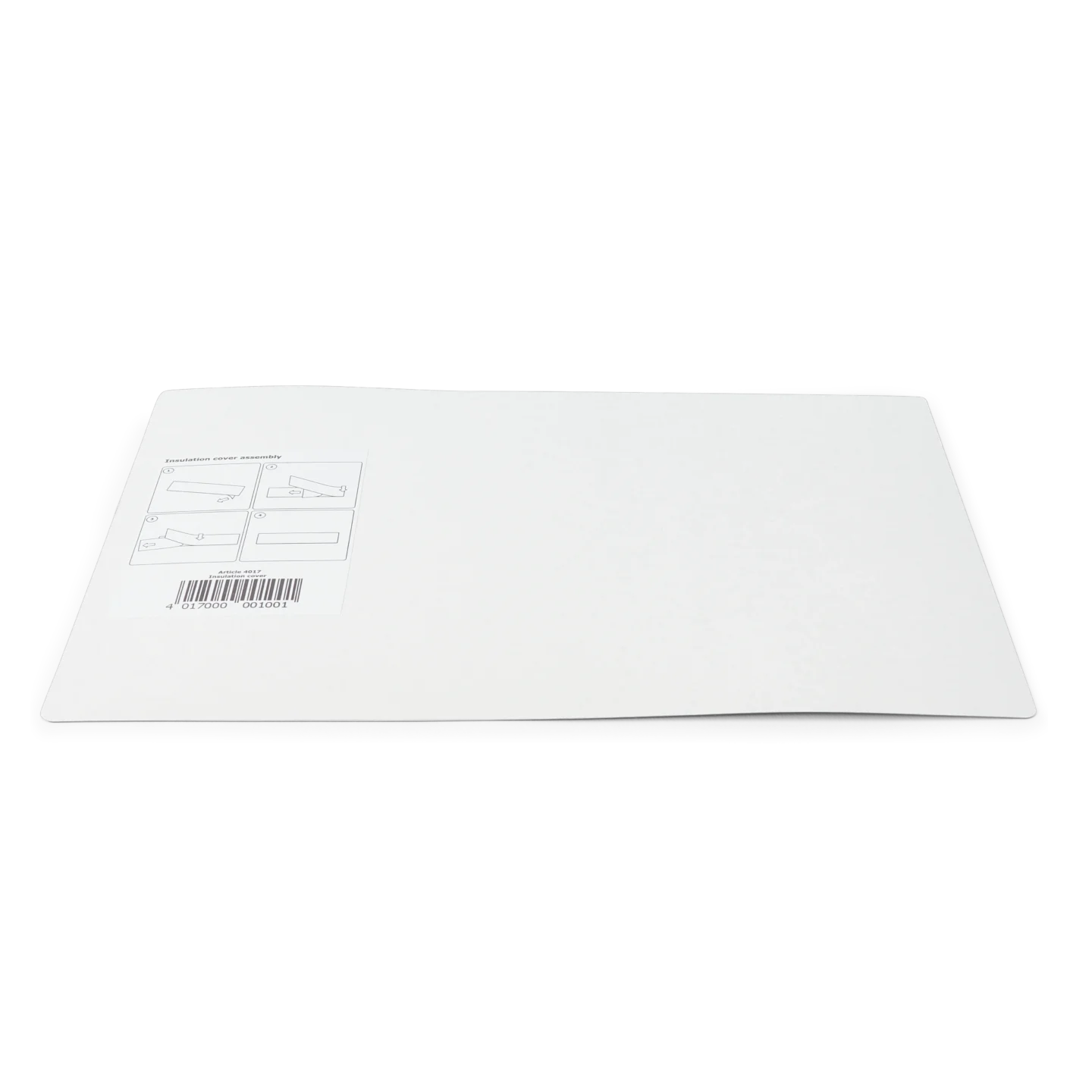 Backside of the insulation cover showing instruction and barcode (PCBITE-4017)