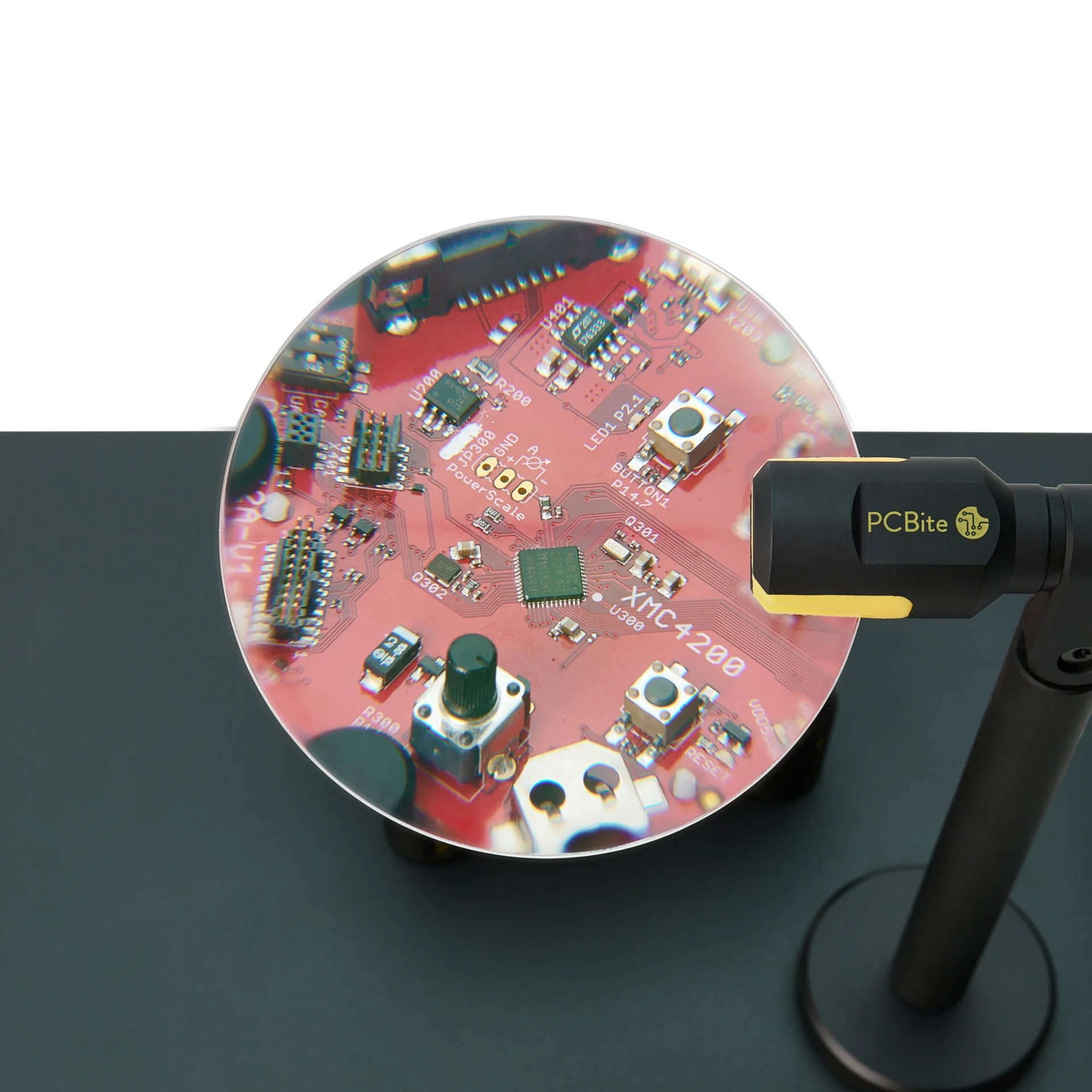 Magnifier with magnetic base and friction adjustments for improved precision during inspection (PCBITE-4020)