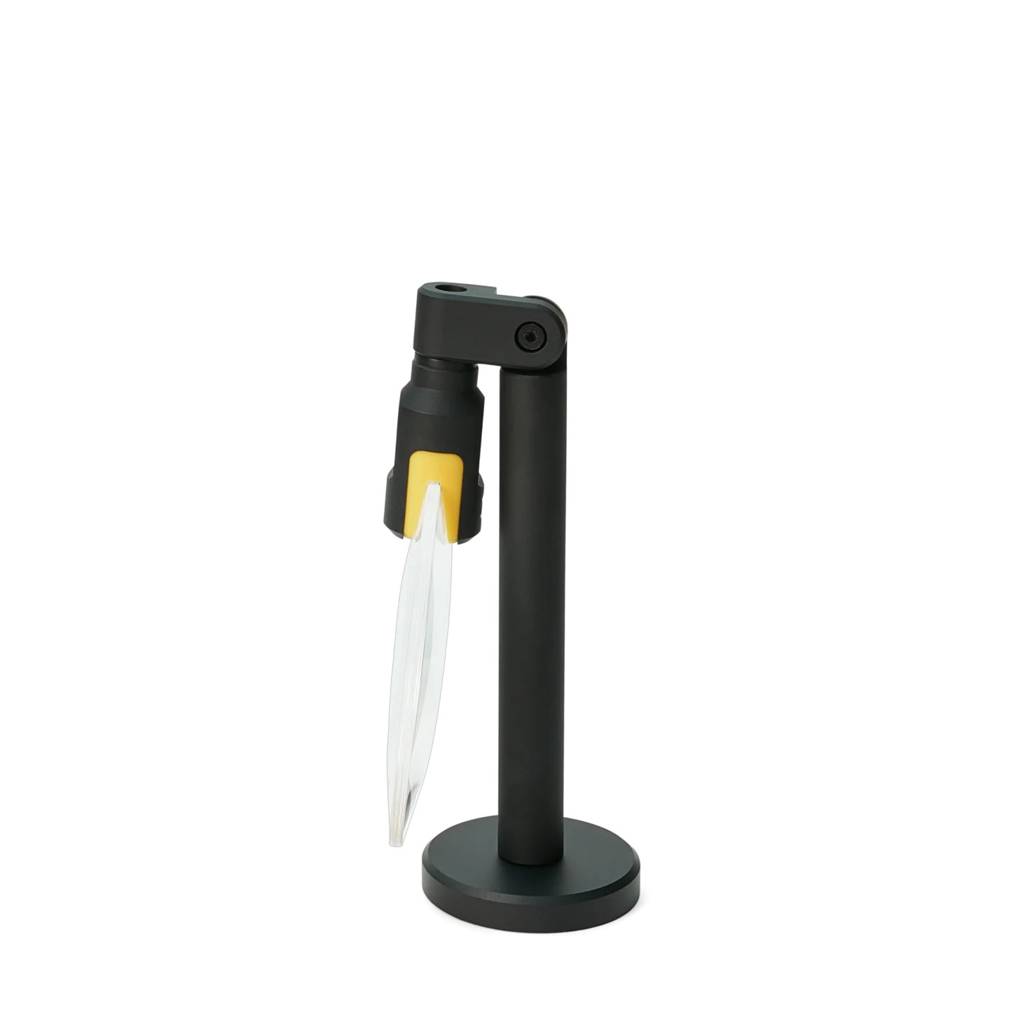 Magnifier with magnetic base and friction based adjustments, folded lens side view (PCBITE-4020)