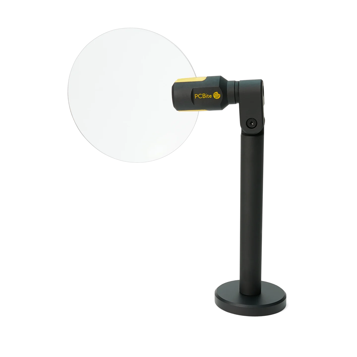 Magnifier with magnetic base and friction based adjustments, rotated lens (PCBITE-4020)