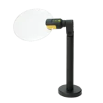 Magnifier with magnetic base and friction based adjustments, slightly rotated lens (PCBITE-4020)