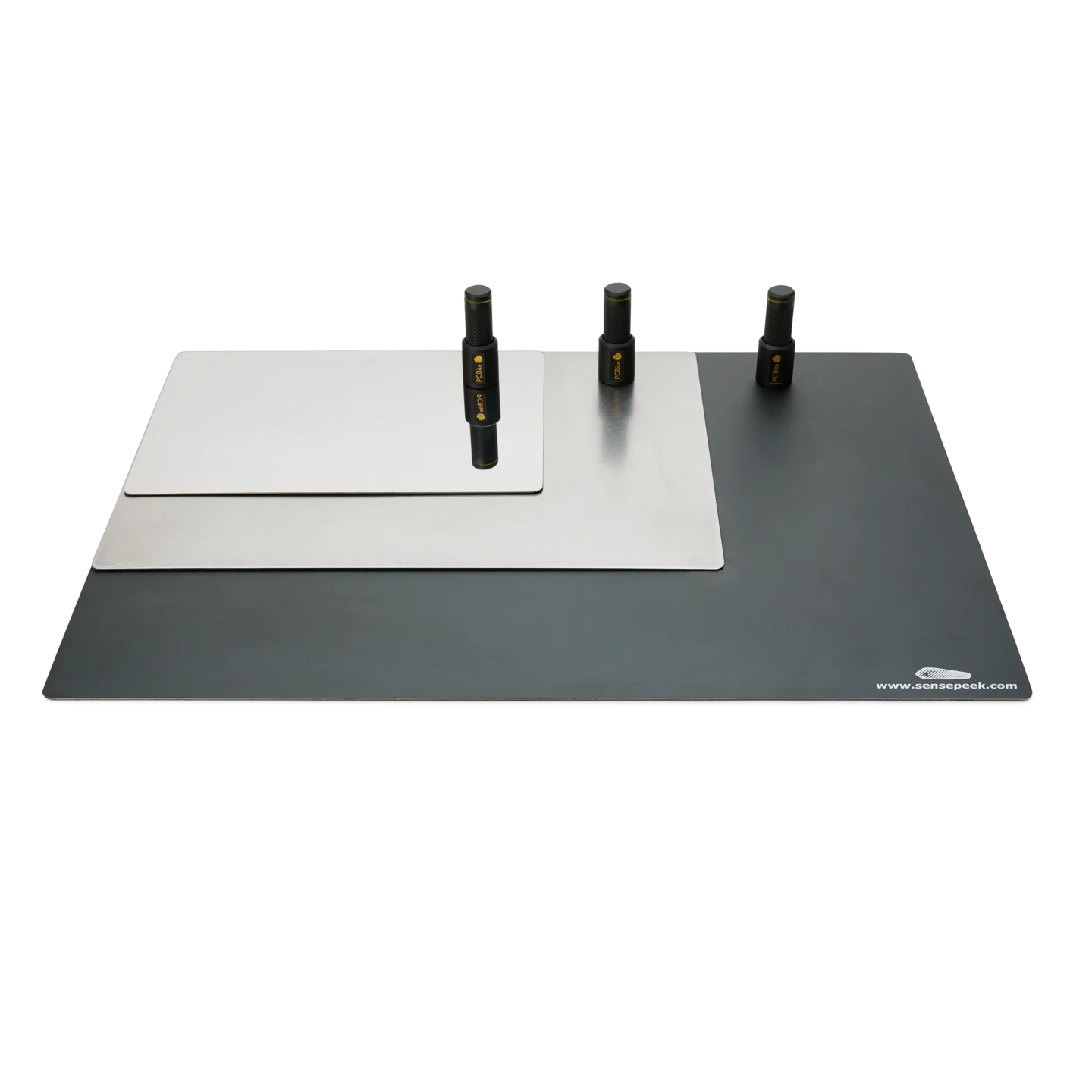 Size comparison of extra large A3 insulated baseplate with other sizes and PCB holders (PCBITE-4021)