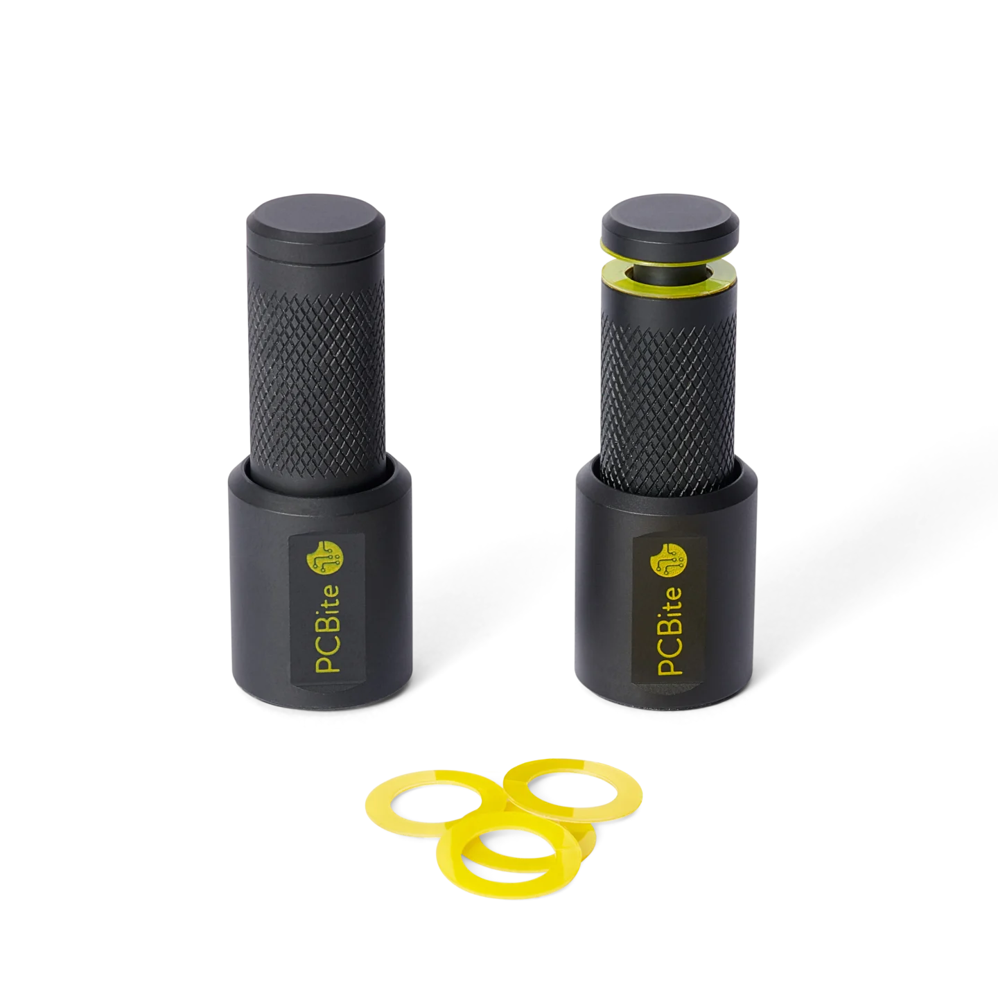 Two PCB holders, magnetic spring-loaded with insulation washers for secure circuit board holding (PCBITE-4022)