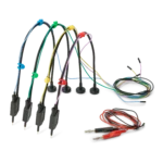 Four handsfree SQ10 probes with connected testwires and colorcoded cable holders (PCBITE-6005)
