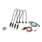 Set of four handsfree SQ10 probes with spring-loaded tips plus test wires and color-coded cable holders (PCBITE-6005)
