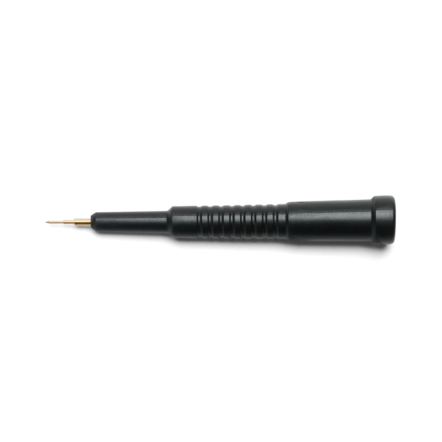 Black SQ10 probe head showing the fine-pitch spring-loaded test needle that can be handheld (PCBITE-6005)