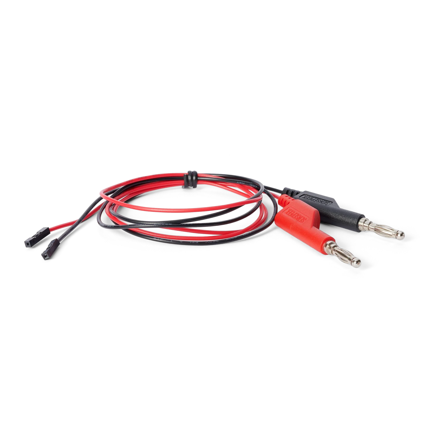 Red and black banana plug leads with dupont connectors for SQ10 probe connection (PCBITE-6011)