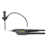 SQ200 200 MHz Probe in holder with airplane test hook connected to 5mm ground via dupont cable (PCBITE-6016)