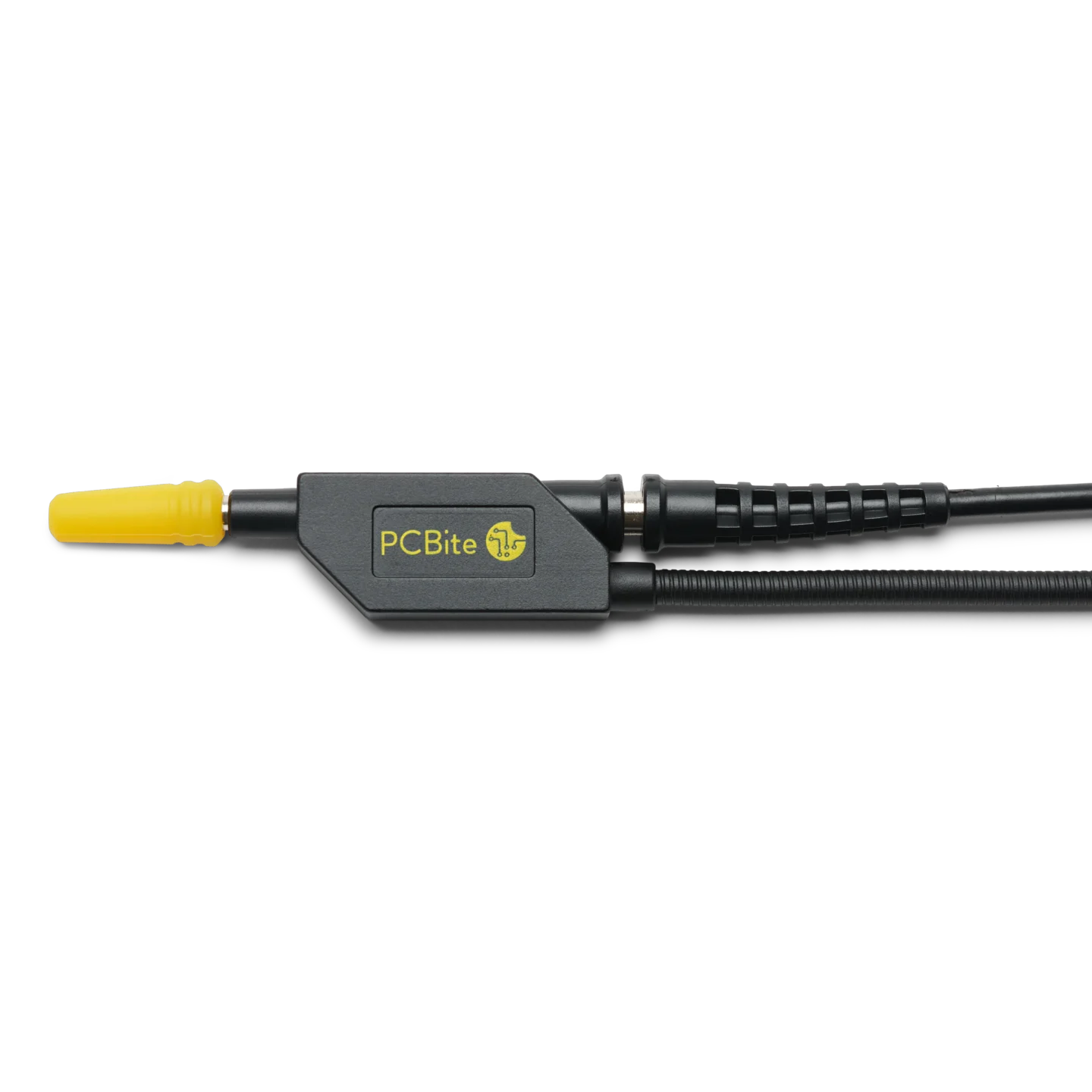 SQ350 350MHz Oscilloscope probe mounted in holder with protective cap covering the probe tip (PCBITE-6023)