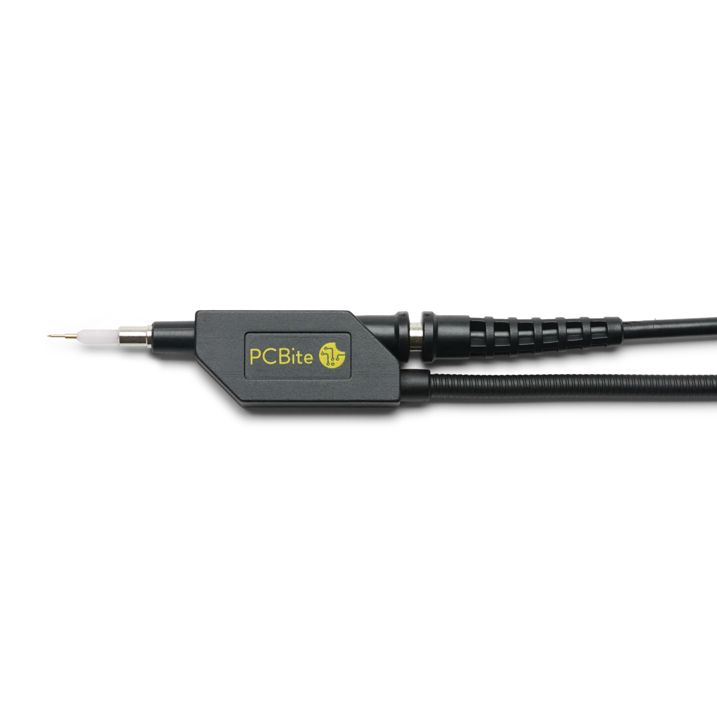 SQ350 350MHz Oscilloscope probe mounted in probe holder without any ground options connected (PCBITE-6023)
