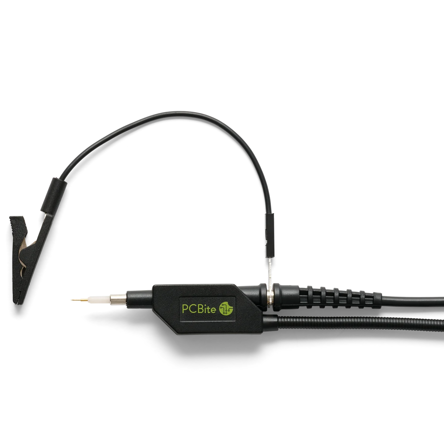 SQ350 350 MHz Probe in holder with high quality alligator and clip connected to 5mm ground interface (PCBITE-6025)