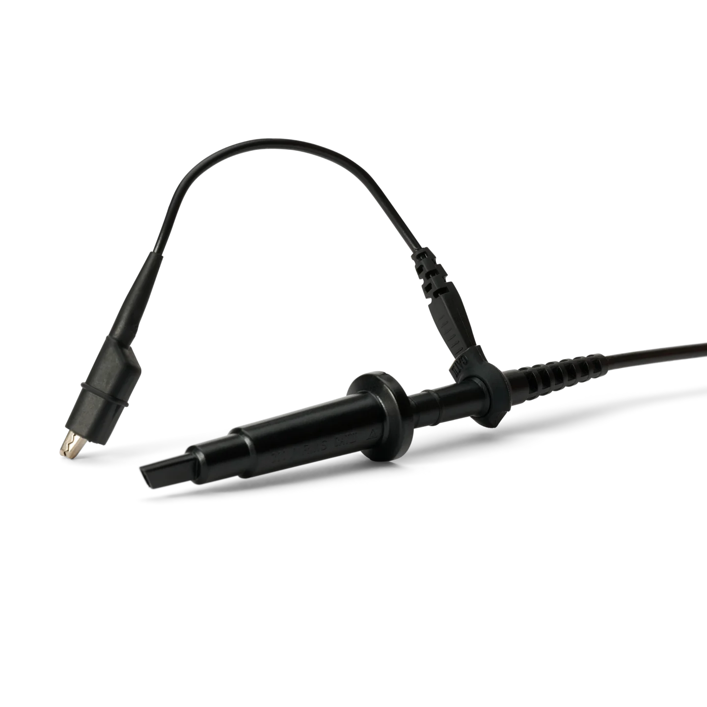 Sprung hook CAT II mounted on probe, secure wire connection with alligator cable for safe probing (PCBITE-7005)