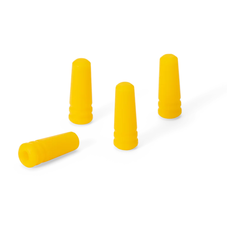 Five yellow probe tip protection caps, protecting the spring-loaded needle tips when stored (PCBITE-7007)
