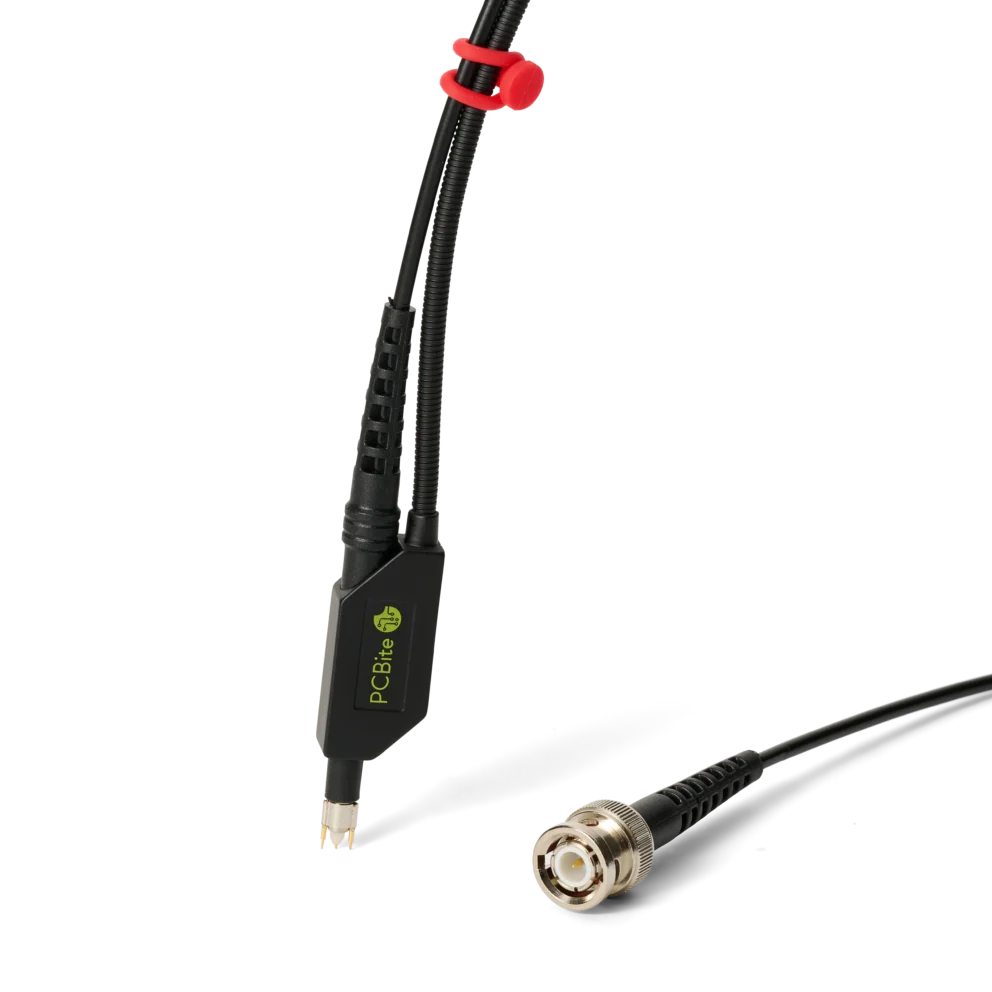 Complete single handheld SQG15 1.5 GHz probe with dual ground, BNC connector and red cable holders (PCBITE-7009)