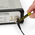 Hand tighten the SMA connector of the SQG30 3.0 GHz probe connected to an VNA (PCBITE-7010)