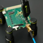 Handsfree SQG30 3.0 GHz probe maintaining stable contact during extended high-speed PCB testing (PCBITE-7010)
