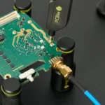 Handsfree SQG30 3.0 GHz probe setup for continuous signal capture without manual holding on PCB (PCBITE-7011)