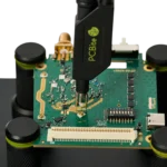 Handsfree SQG30 3.0 GHz probe measuring high-speed signal on PCB with stable spring-loaded contact (PCBITE-7011)