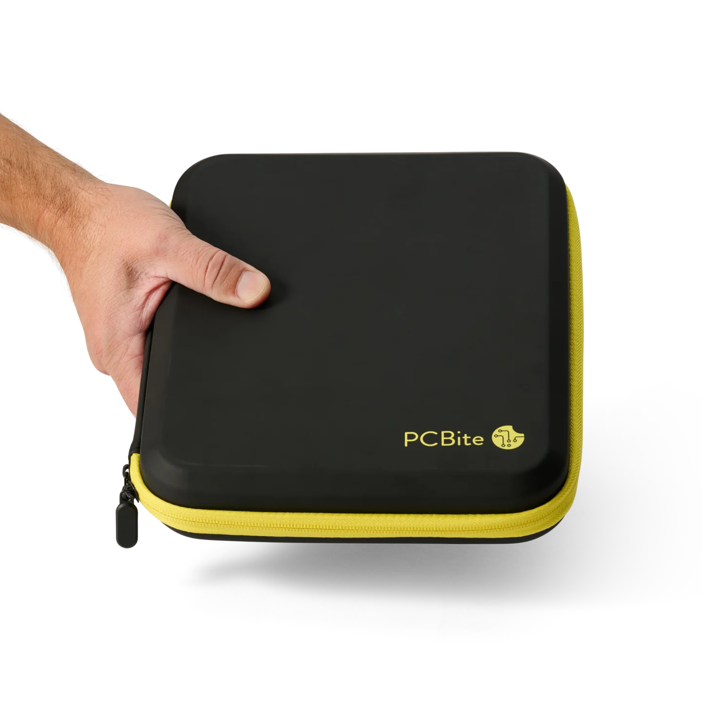 Hand holding the protective EVA case supplied with the SQG60 6.0 GHz probe (PCBITE-7012)