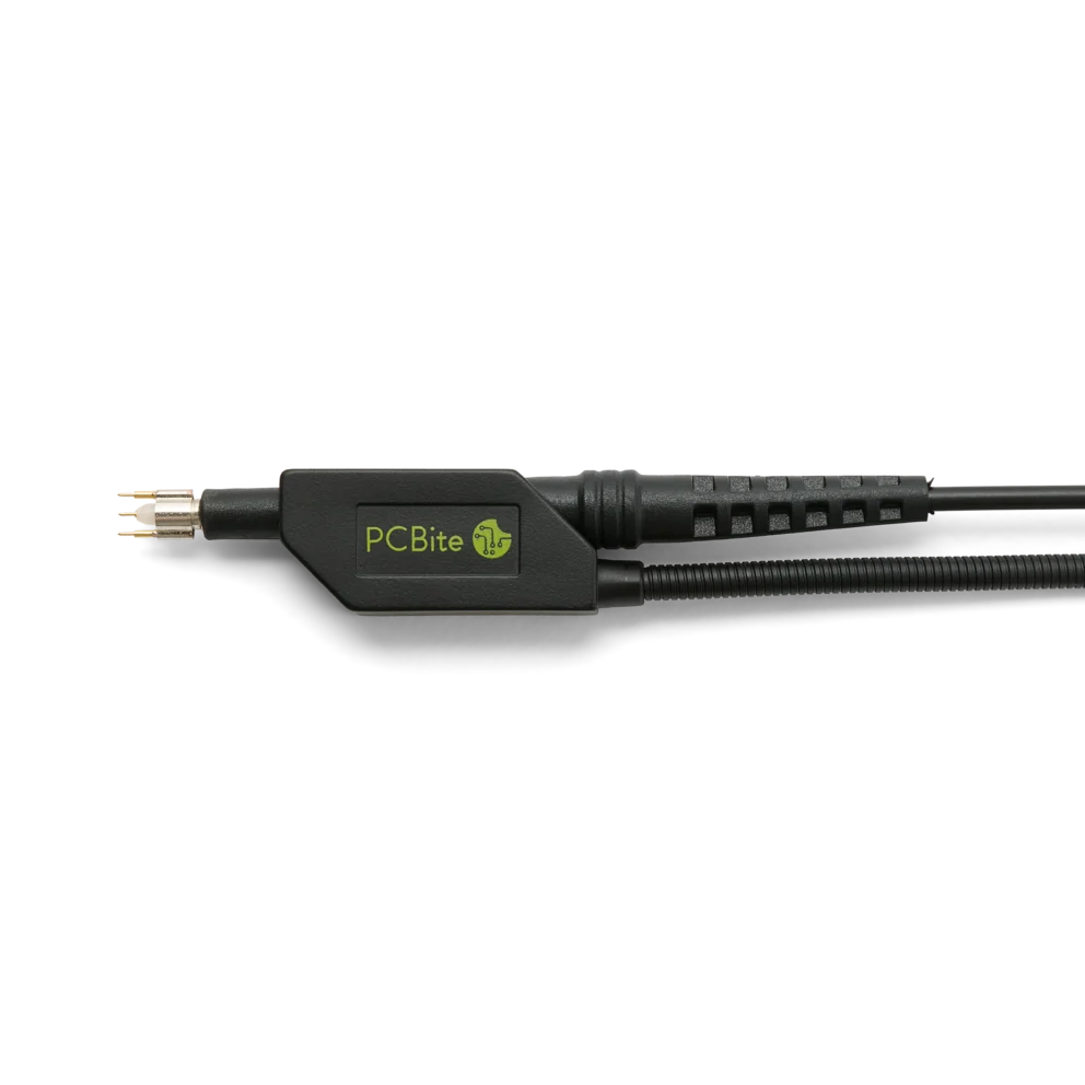 High frequency probe mounted in probe holder with 3,5mm dual ground clip (PCBITE-7014)