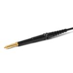 MMCX probe adapter mounted on oscilloscope probe to connect directly to an MMCX connector (PCBITE-7020)