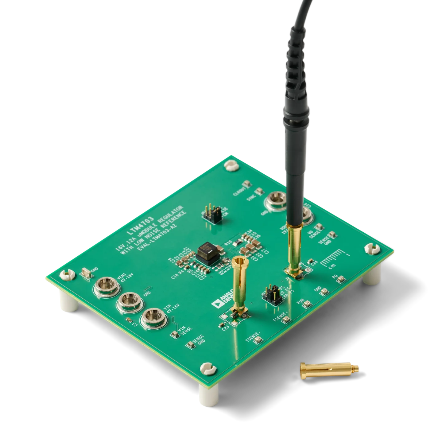 PCB with multiple MMCX connectors and adapters for quick probe repositioning between test points (PCBITE-7020)