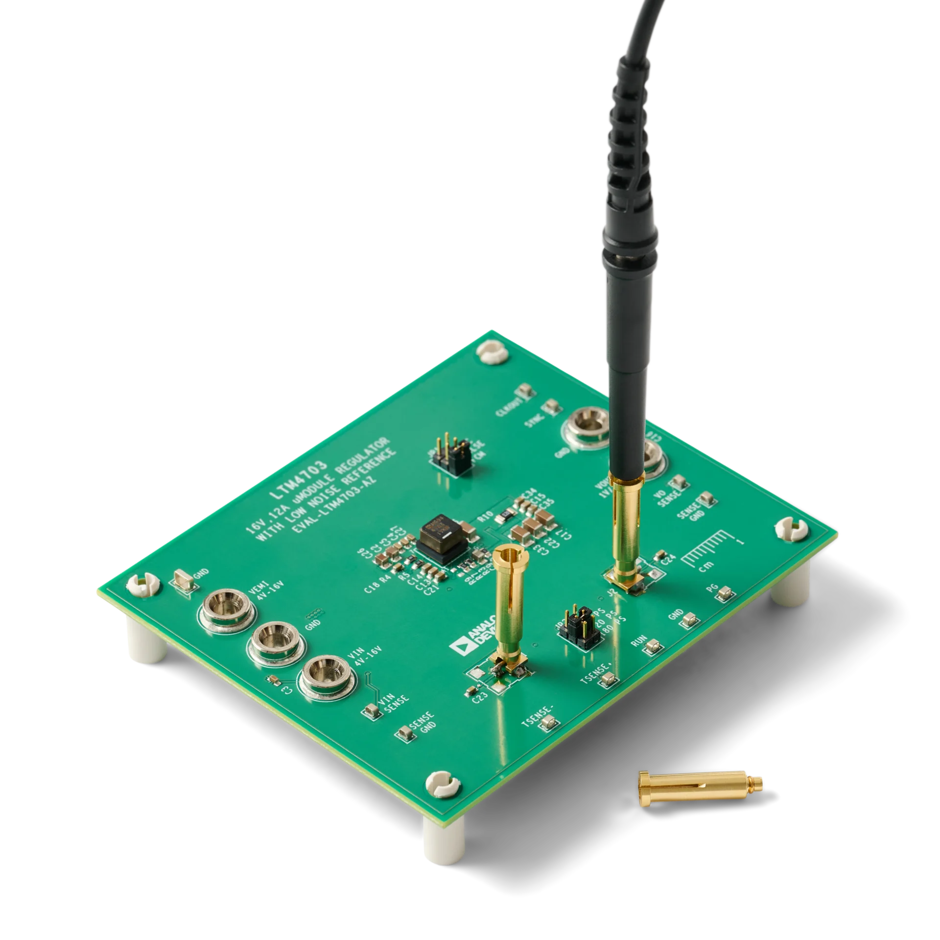 PCB with multiple MMCX connectors and adapters for quick probe repositioning between test points (PCBITE-7020)