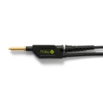 MMCX adapter mounted on oscilloscope probe with probe holder for increased stability (PCBITE-7020)