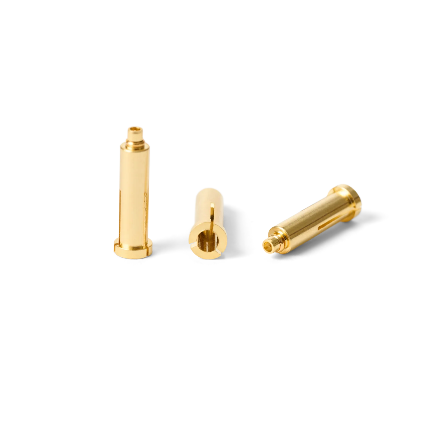 MMCX oscilloscope probe adapter from three angles for detailed view of adapter (PCBITE-7020)