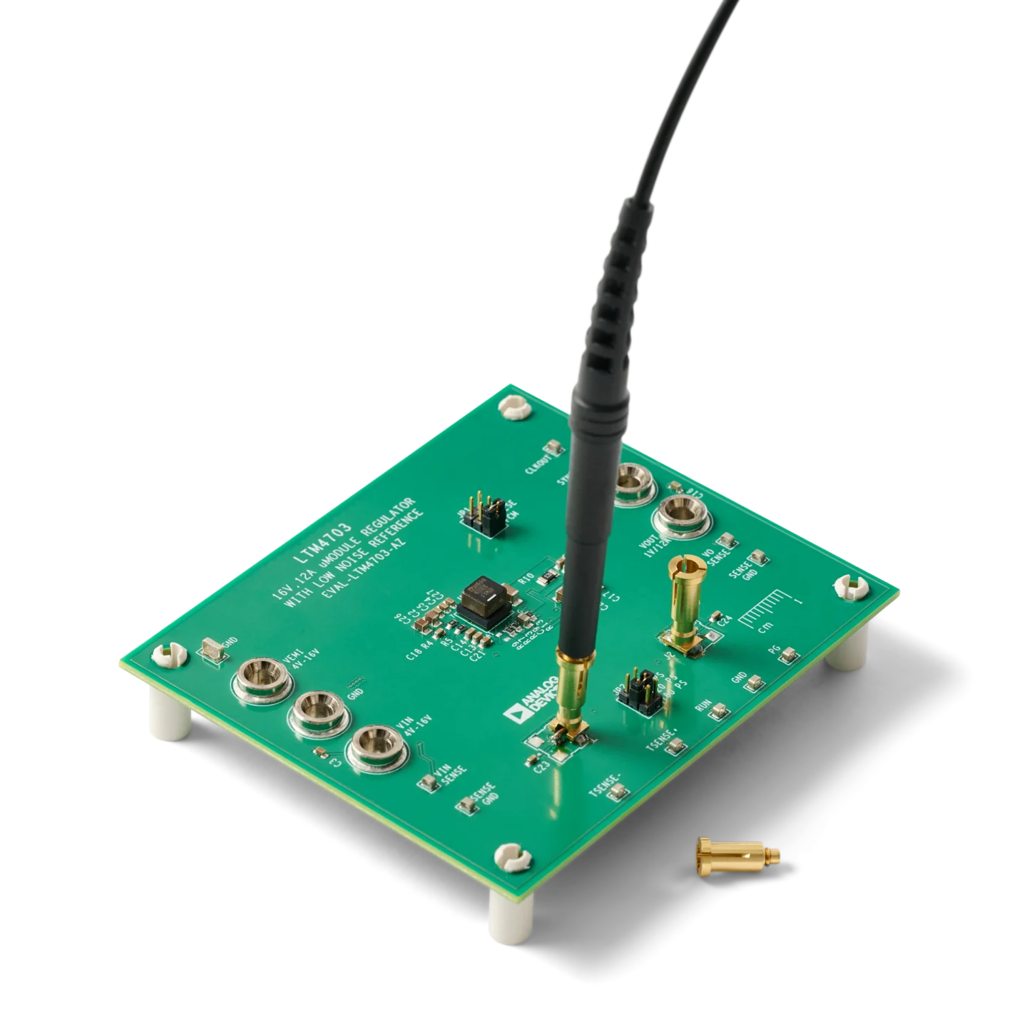 PCB with multiple MMCX connectors and adapters for quick probe repositioning between test points (PCBITE-7021)