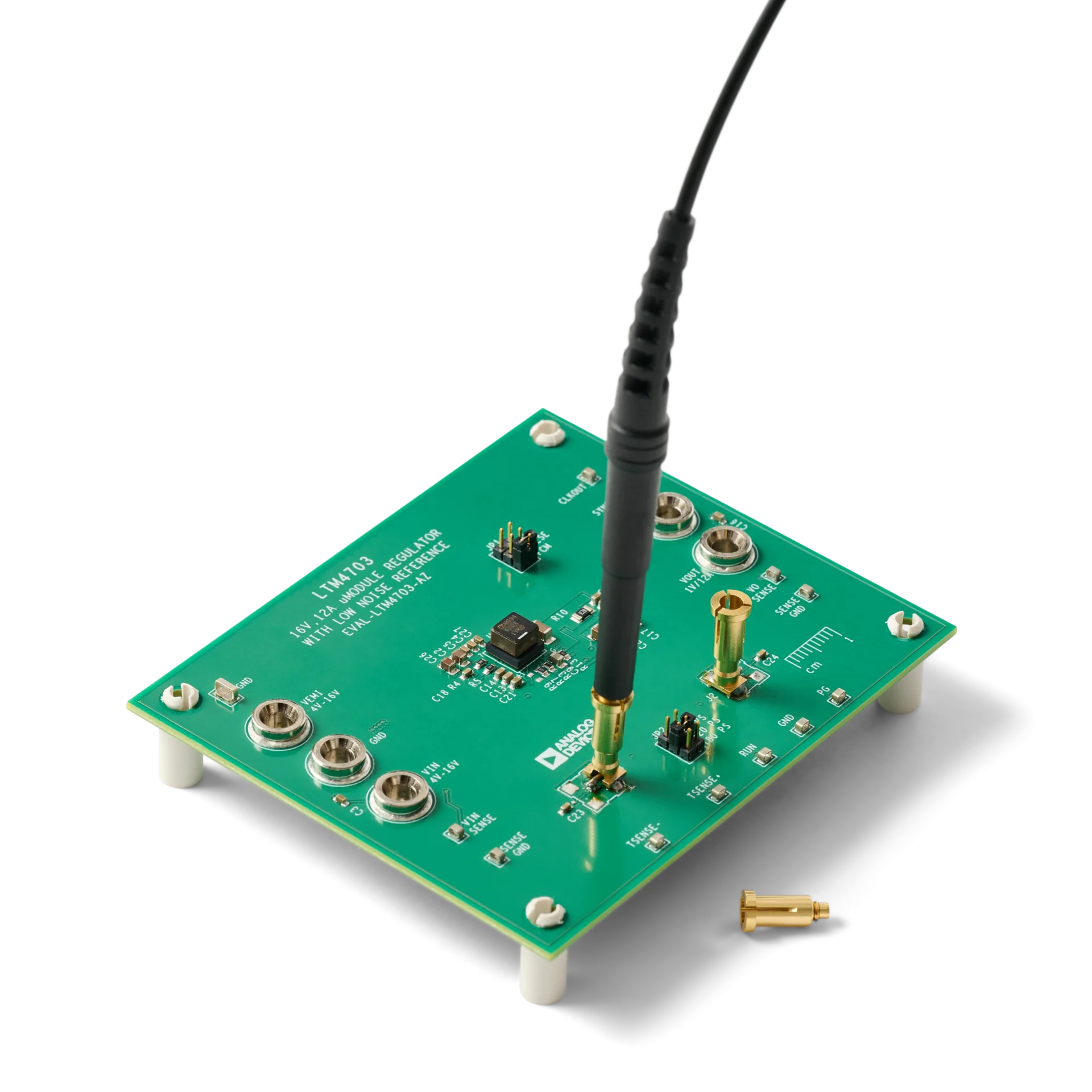 PCB with multiple MMCX connectors and adapters for quick probe repositioning between test points (PCBITE-7021)