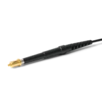 MMCX probe adapter mounted on oscilloscope probe to connect directly to an MMCX connector (PCBITE-7022)