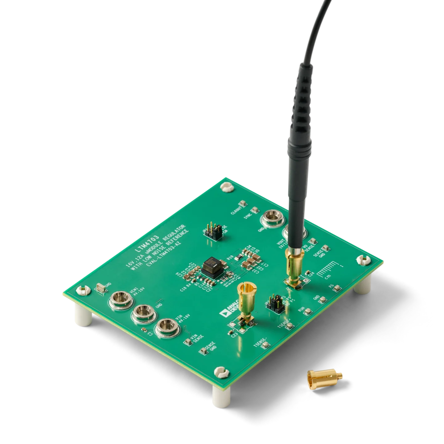 PCB with multiple 5,0mm MMCX connectors and adapters for quick probe repositioning between test points (PCBITE-7022)
