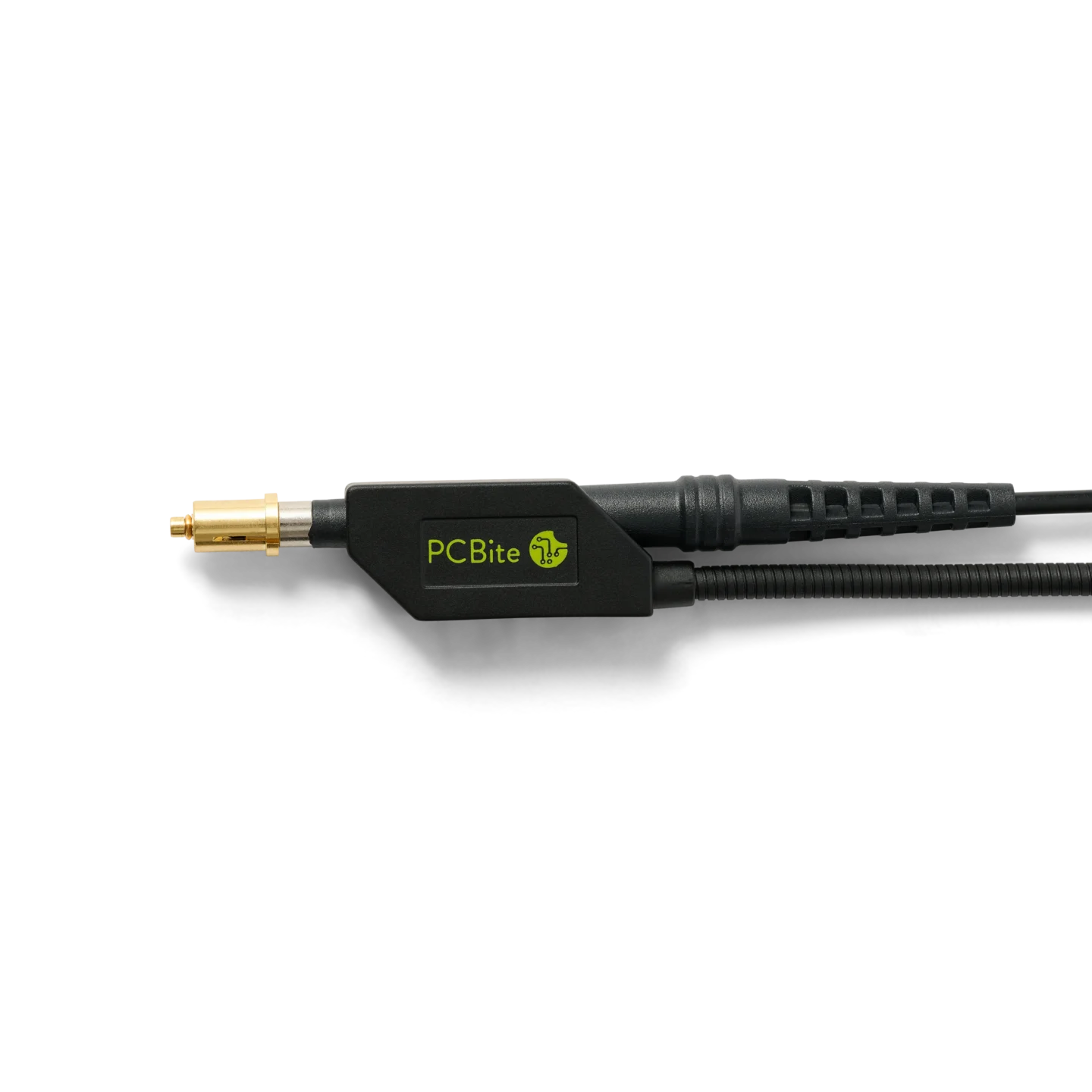 MMCX 5,0mm adapter mounted on oscilloscope probe with probe holder for increased stability (PCBITE-7022)
