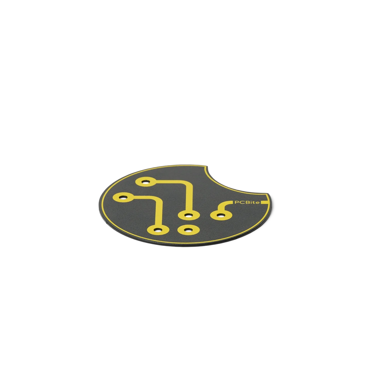 Single 80mm metal multipurpose baseplate with yellow PCB trace design (PCBITE-7027)