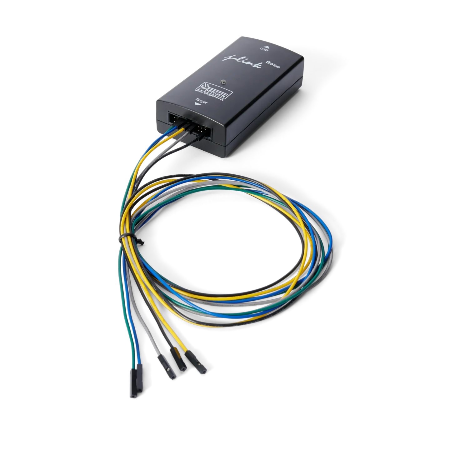 JTAG/SWD connection using SP10 probes connect directly with dupont wires to J-Link for debugging (PCBITE-7028)