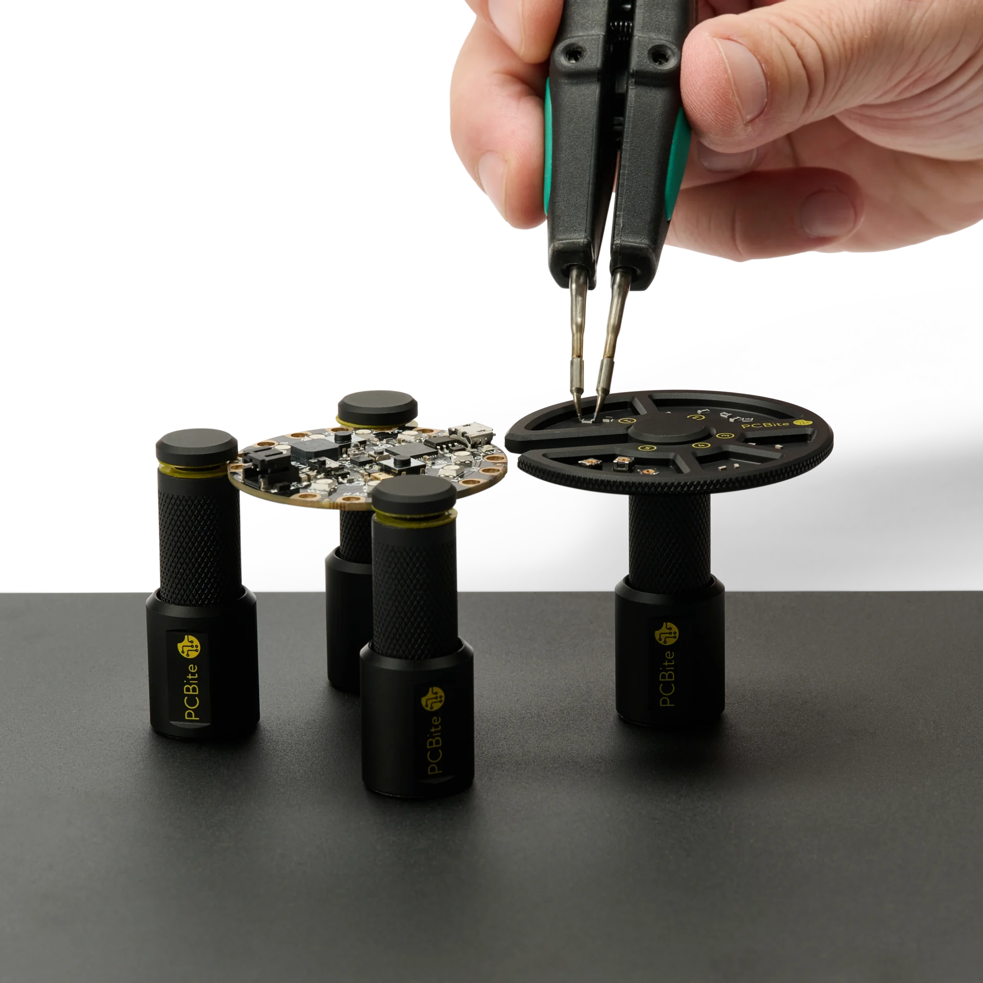 Aluminium component tray enables picking components with a hot soldering tweezer (PCBITE-7029)
