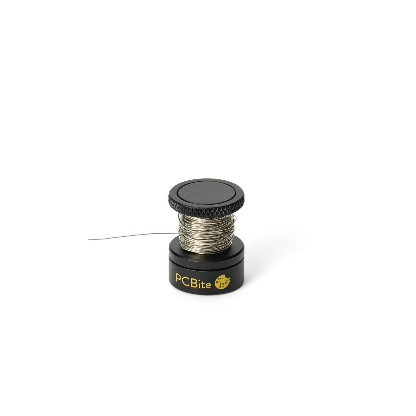 Magnetic solder wire holder with rotating spool for hands-free soldering workstations (PCBITE-7030)