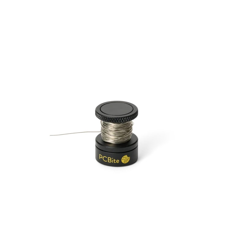 Magnetic solder wire holder with rotating spool for hands-free soldering workstations (PCBITE-7030)