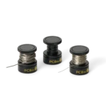 Three wire stand showing two different size of solder and one empty spool (PCBITE-7030)