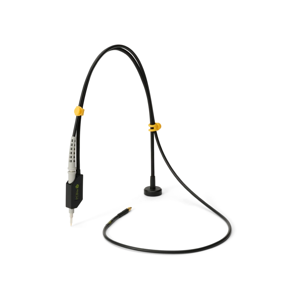 SQB1 I3C probe with its magnetic handsfree probe holder.