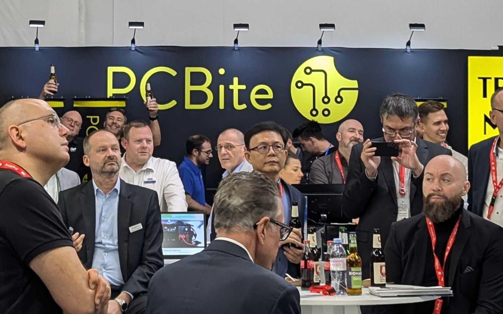 The crowded Sensepeek booth at electronica 2024 in Munich.