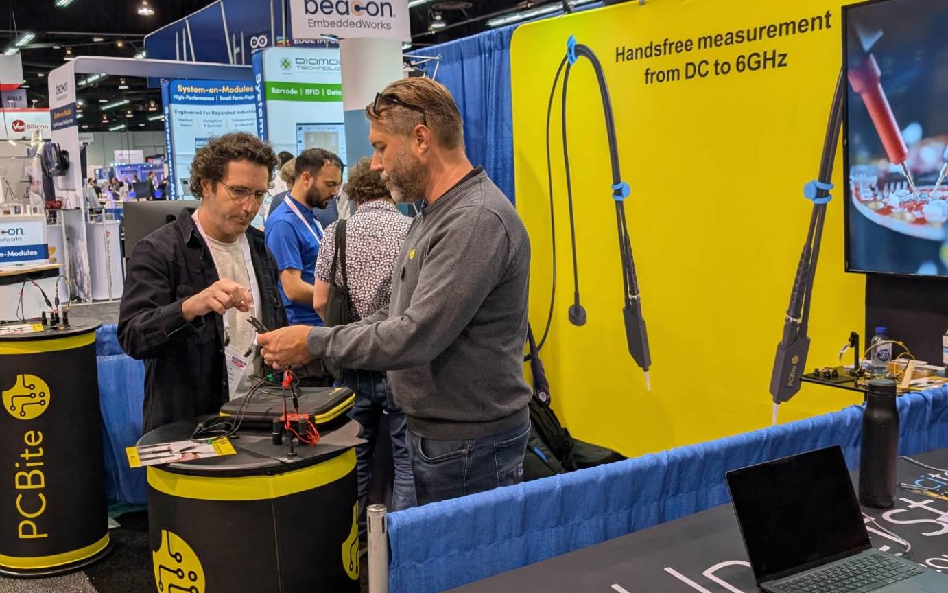 A PCBite demo at the Binho and PCBite booth at Embedded World North America 2025 in Anaheim.