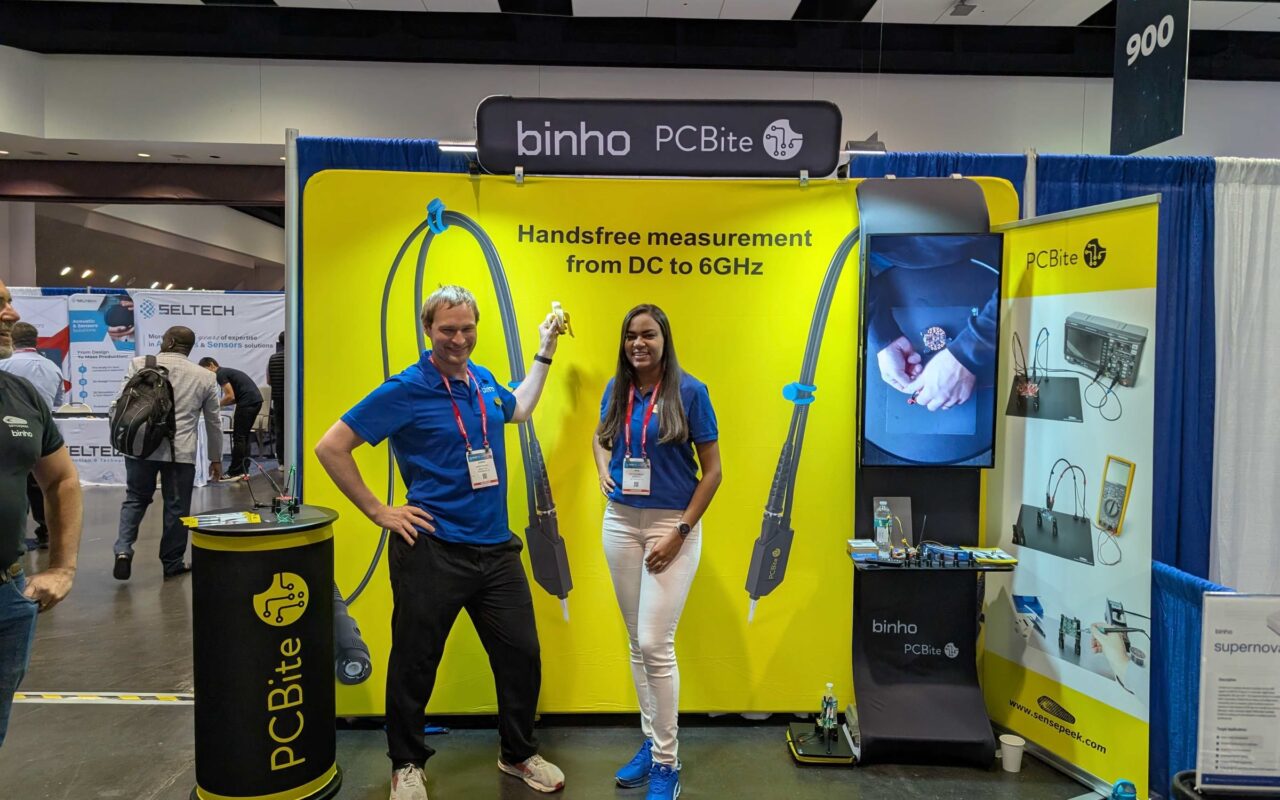 The Binho and PCBite booth at Sensors Converge 2025 in Santa Clara.
